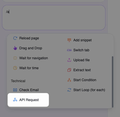 API Request overview