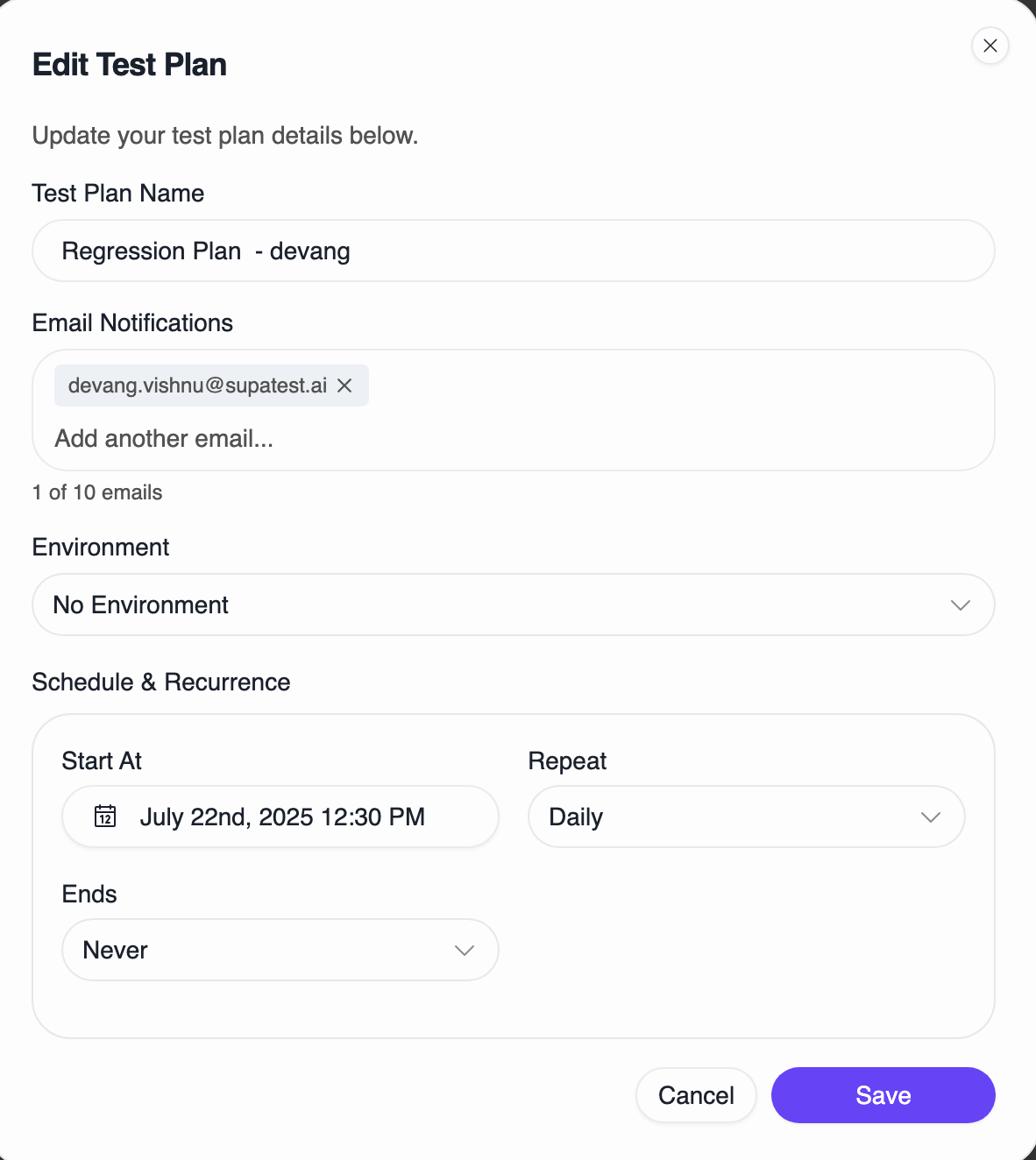 Schedule configuration