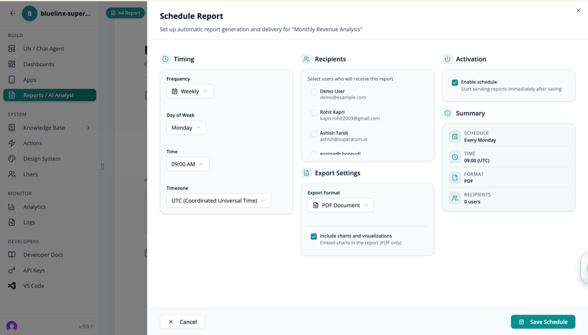 Report Scheduling