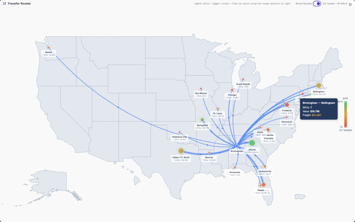 Transfer Route Visualization Map