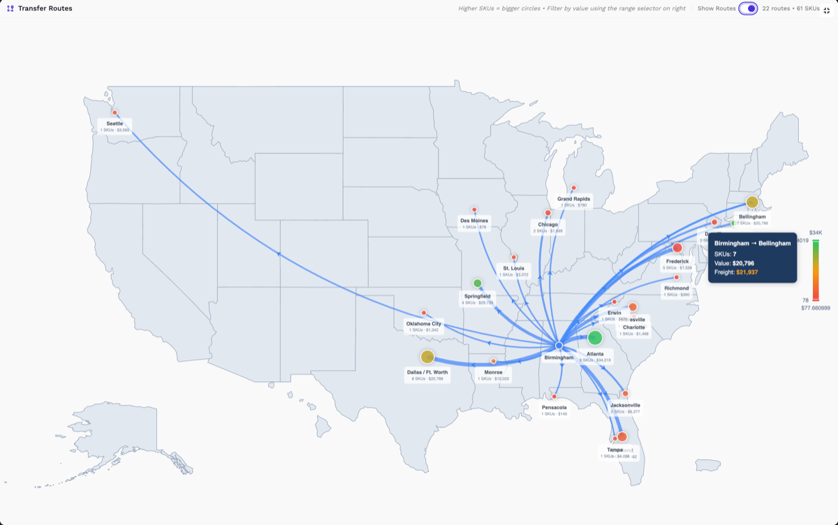 Transfer Route Visualization Map