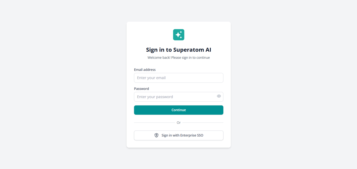 Superatom Login Page