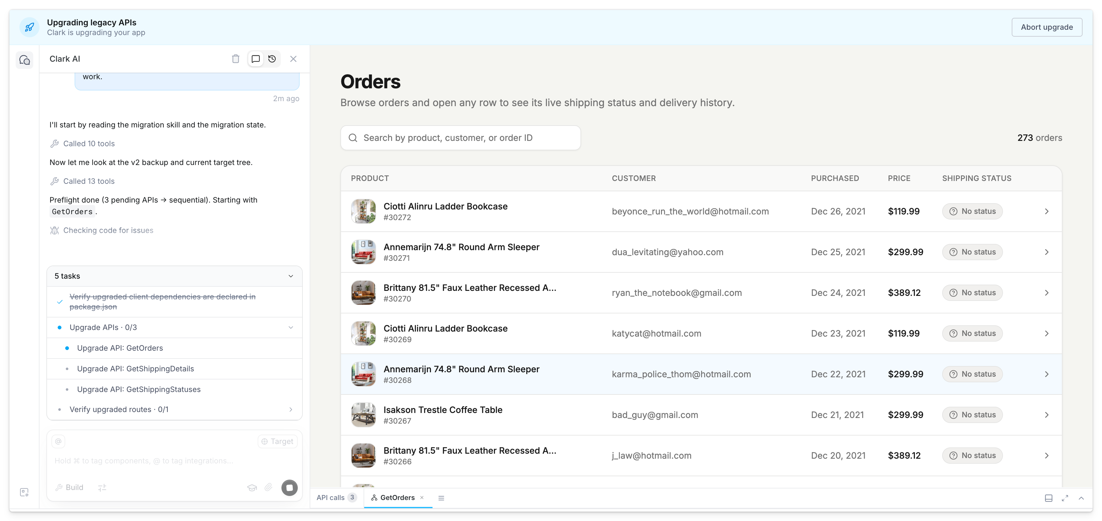 Application in the process of migration
