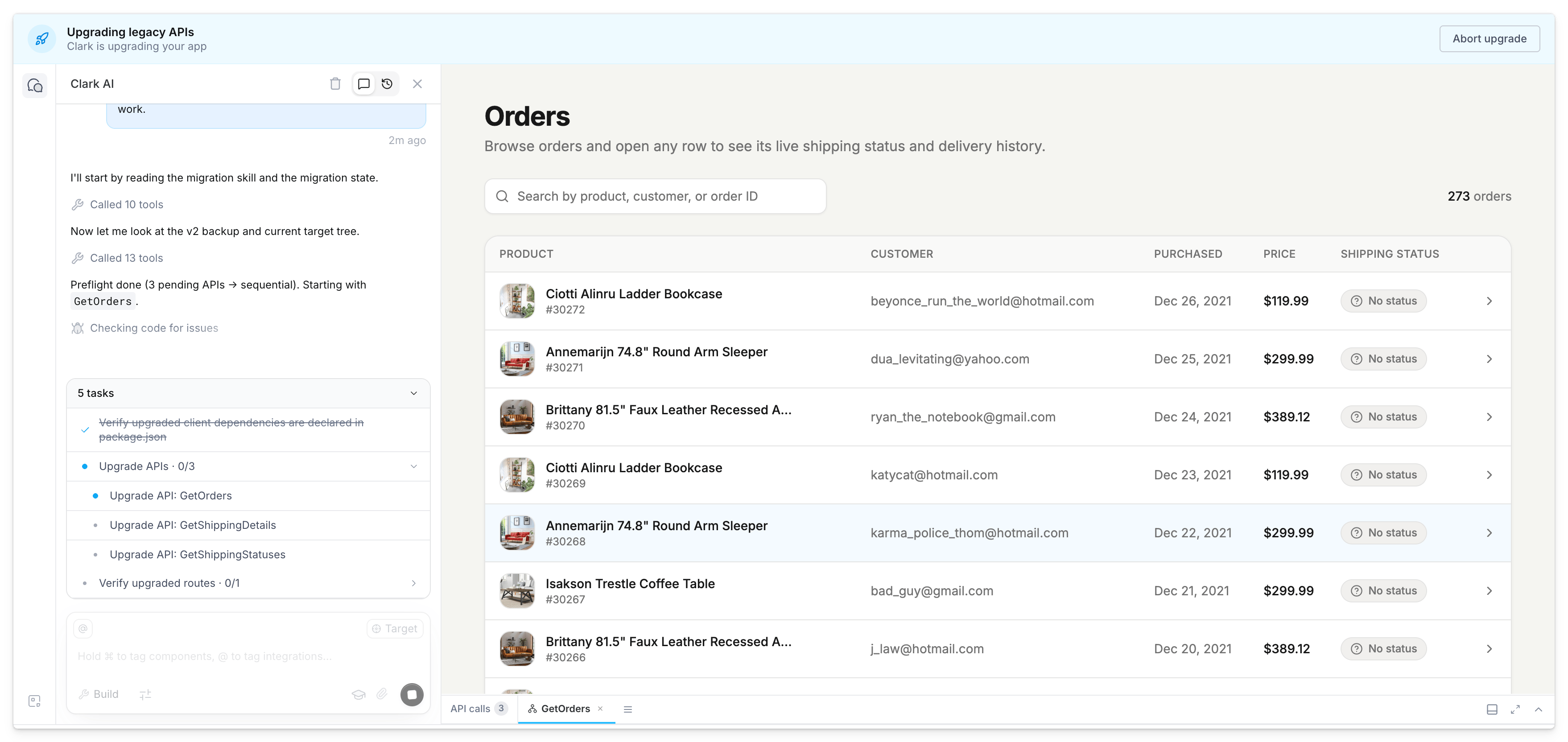 Application in the process of migration