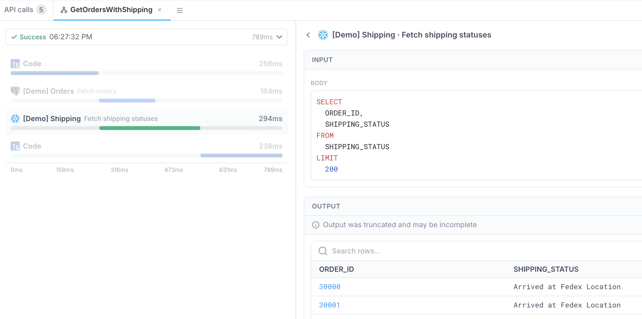 Backend API integration call