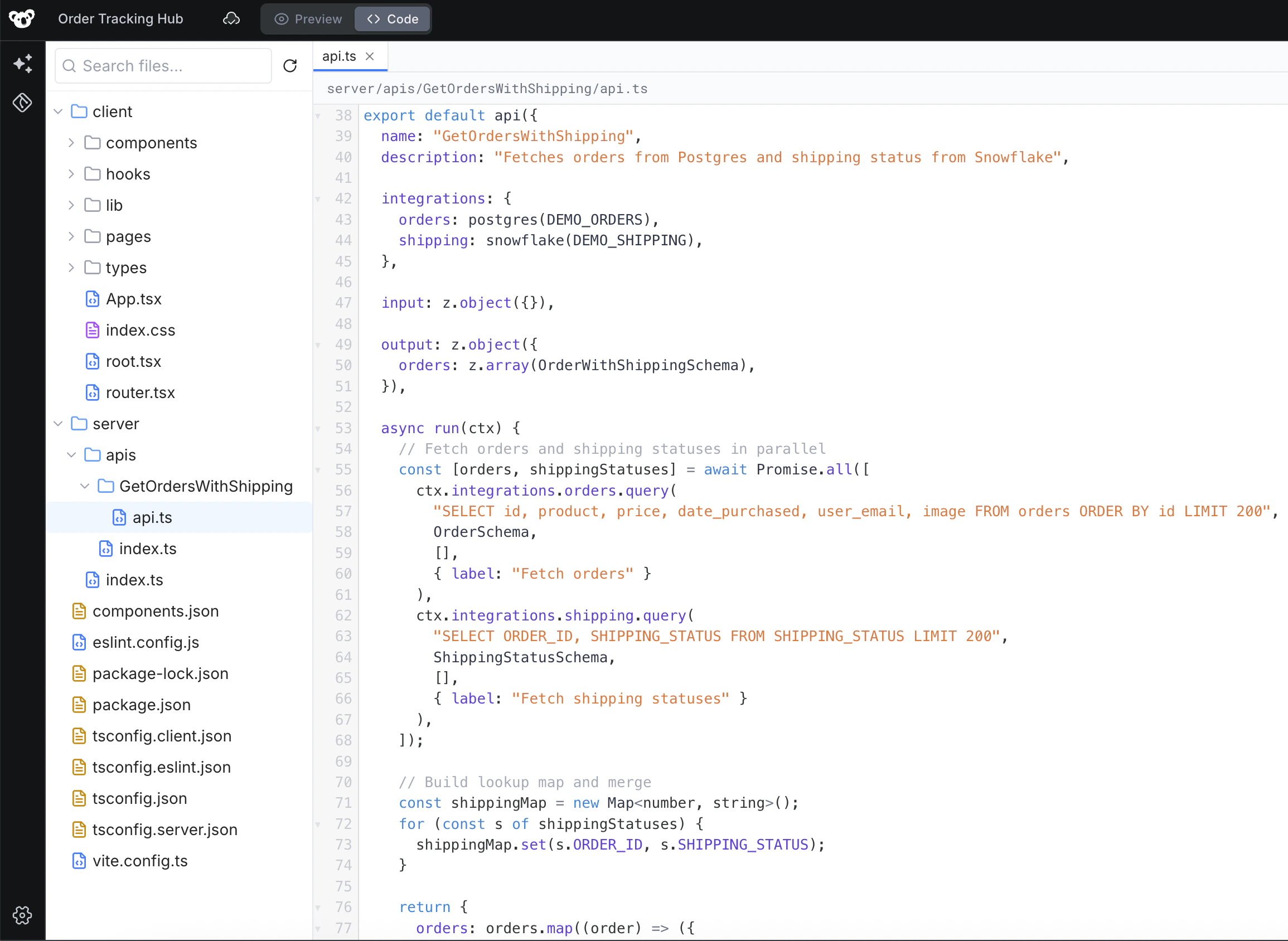 Backend API source code