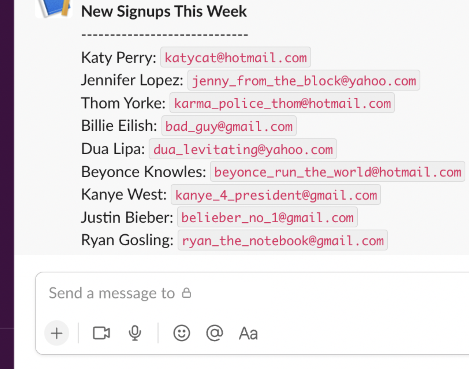 Final Slack message in chosen channel Slack message formatted as required and sent to chosen slack channel