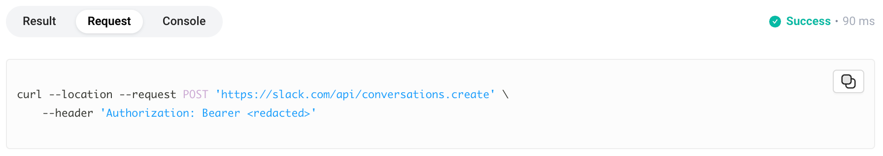 Executed requests section of the API response Executed requests section of the API response