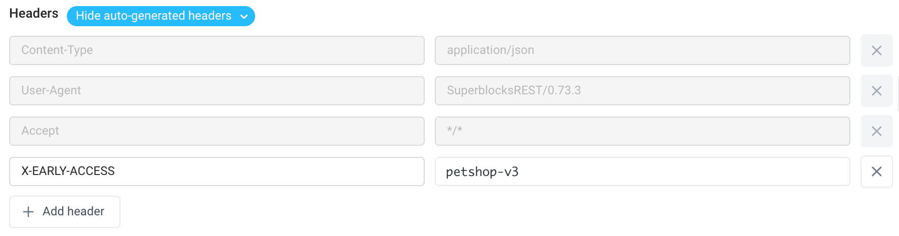 REST request headers, including automatically added headers REST request headers, including automatically added headers