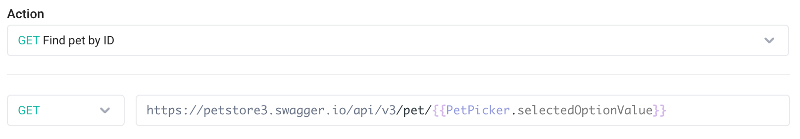 REST request url with binding to a dropdown's selected item REST request url with binding to a dropdown's selected item