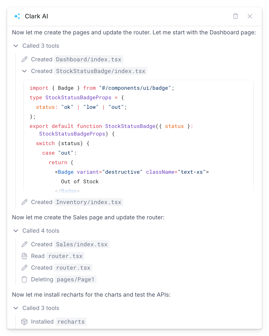 Clark creating files