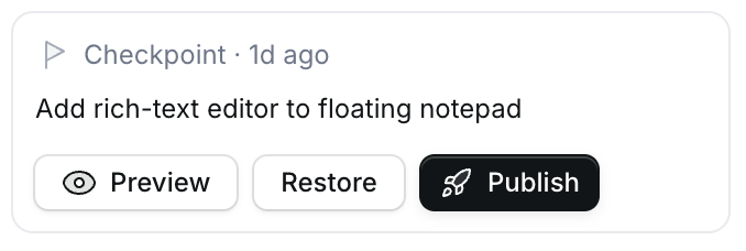 Checkpoint in Clark chat with Preview and Publish