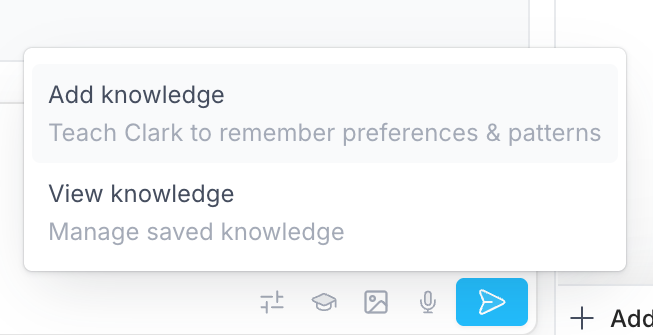 Add knowledge from the chat toolbar