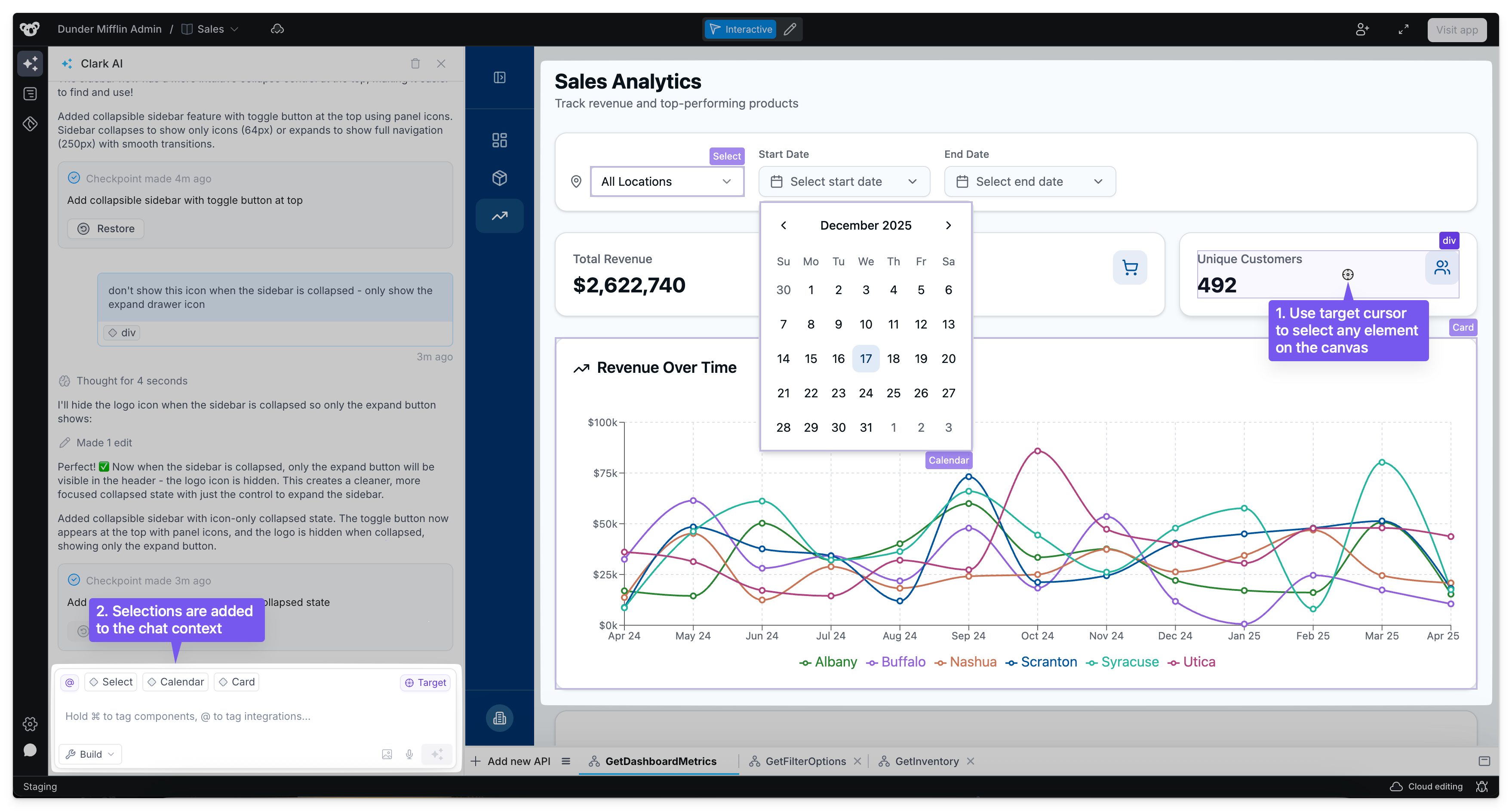 Selecting components in target mode