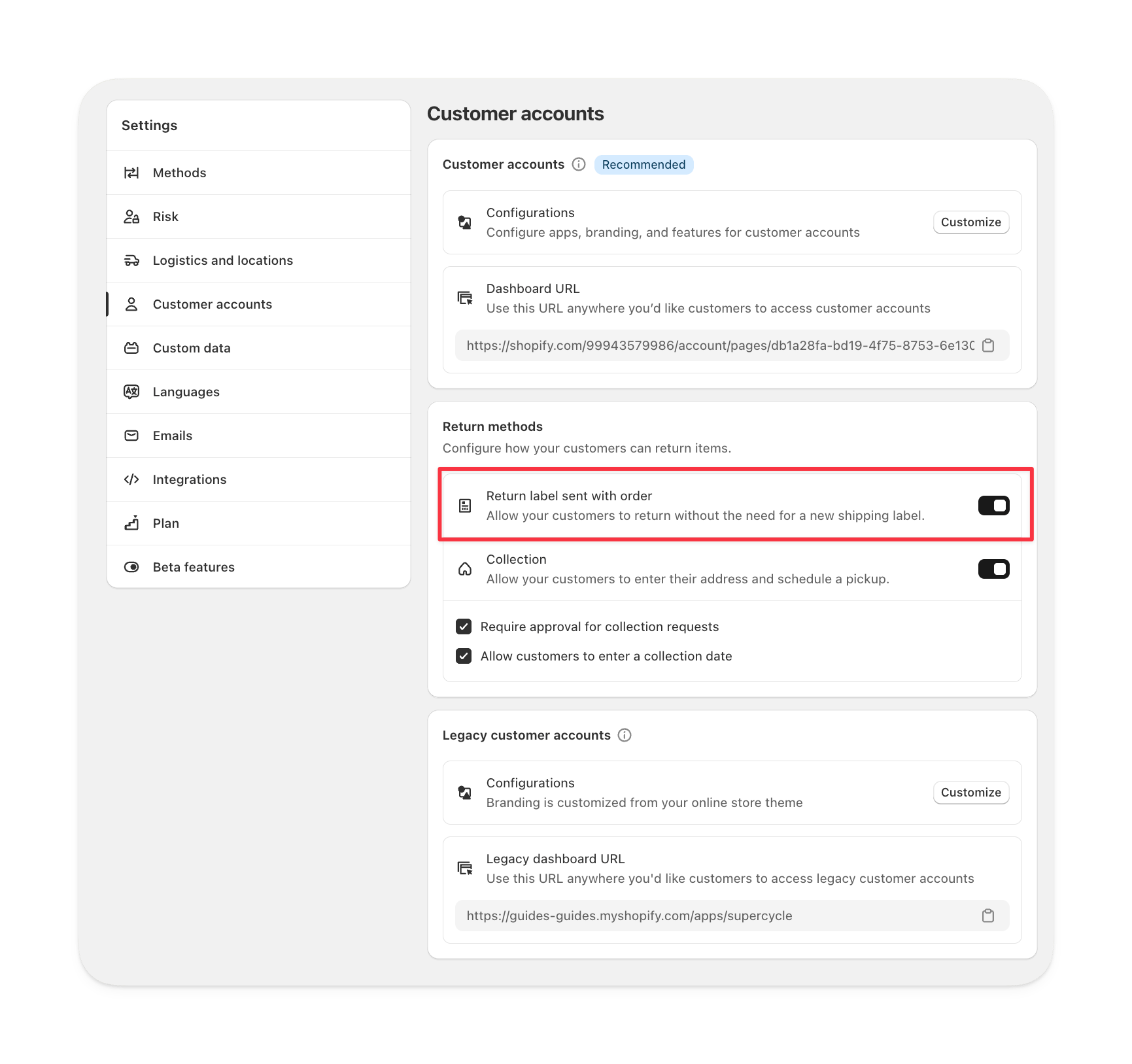 Return label method