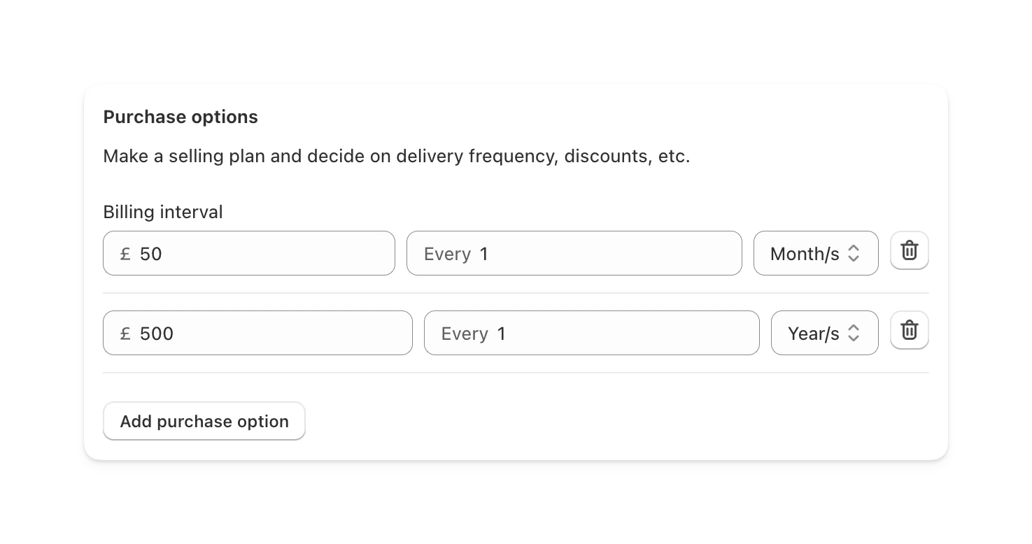 Purchase options section in Supercycle membership plan