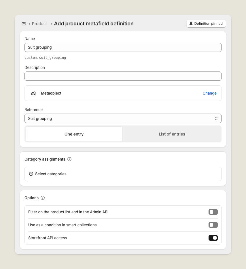 Product metafield linking to a bundle metaobject