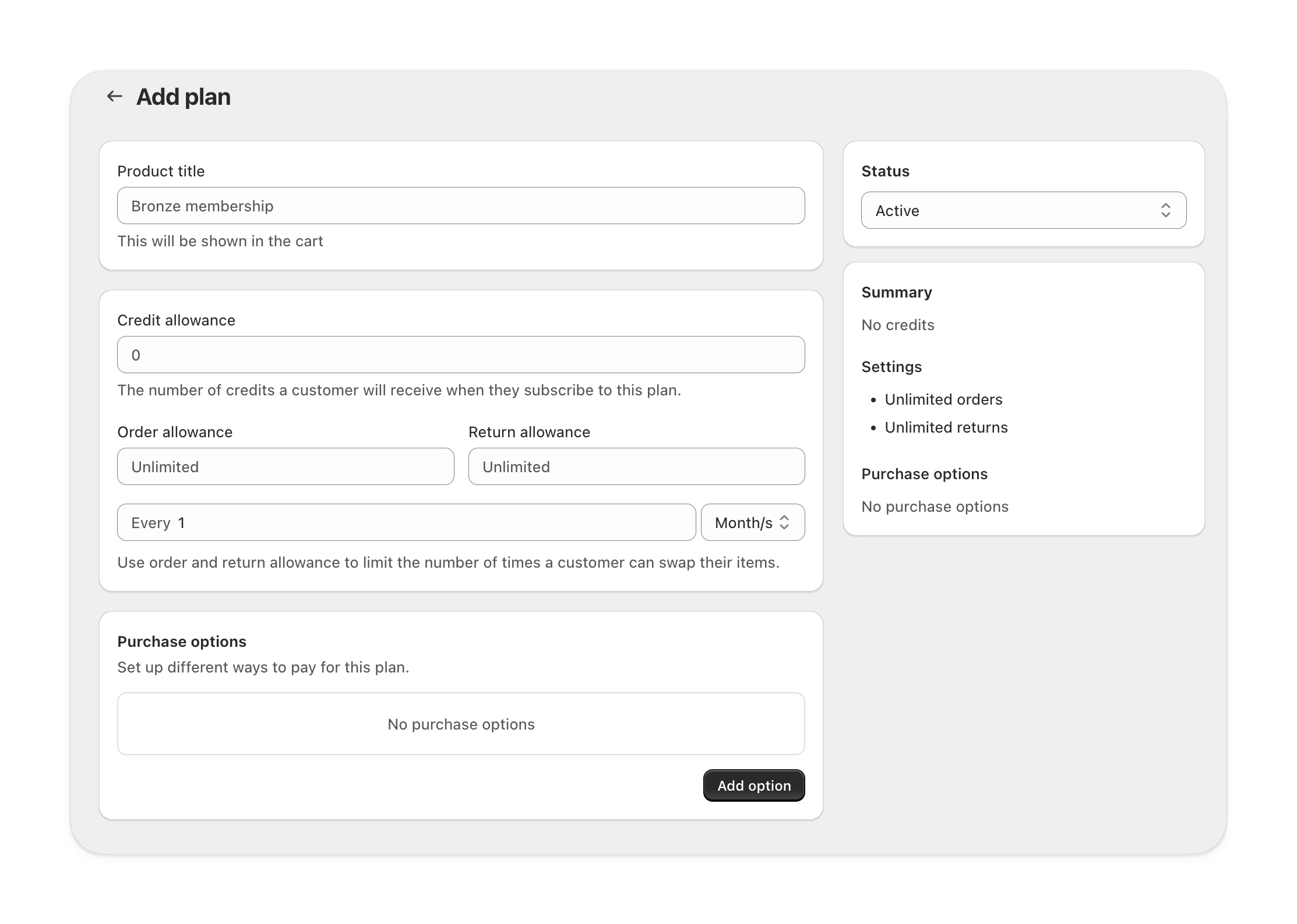 Membership plan settings fields in Supercycle admin