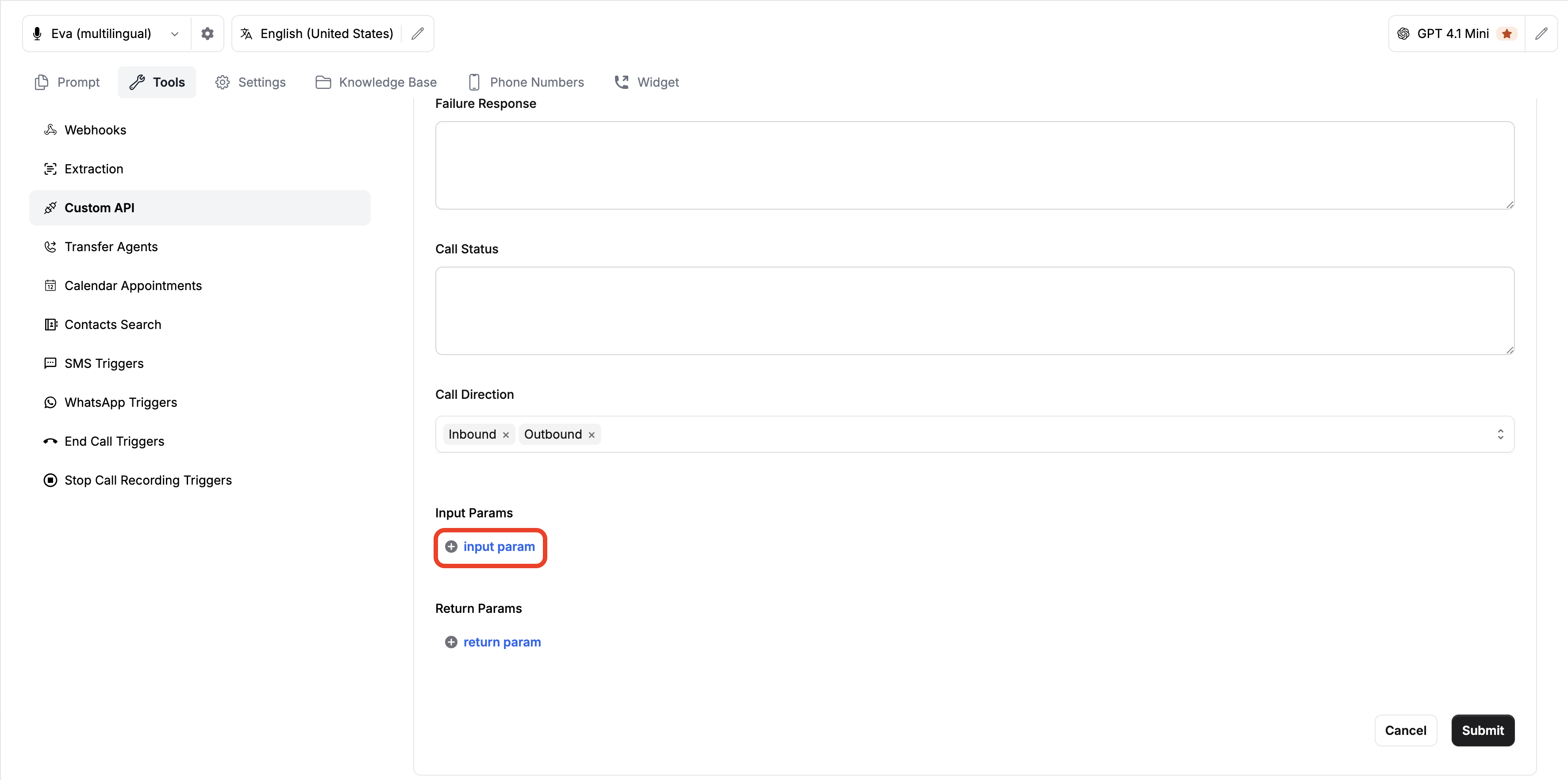 Catalyst Input Params