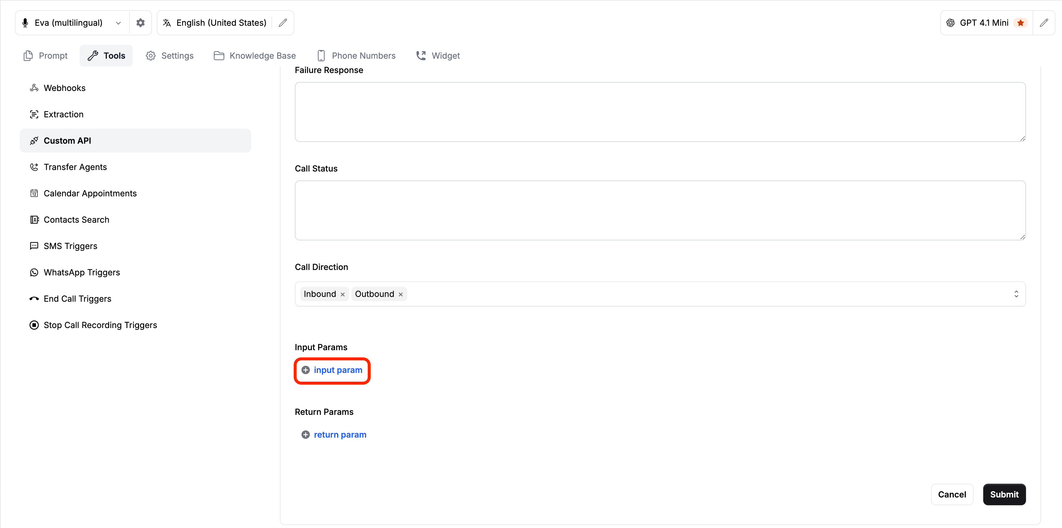 Catalyst Input Params
