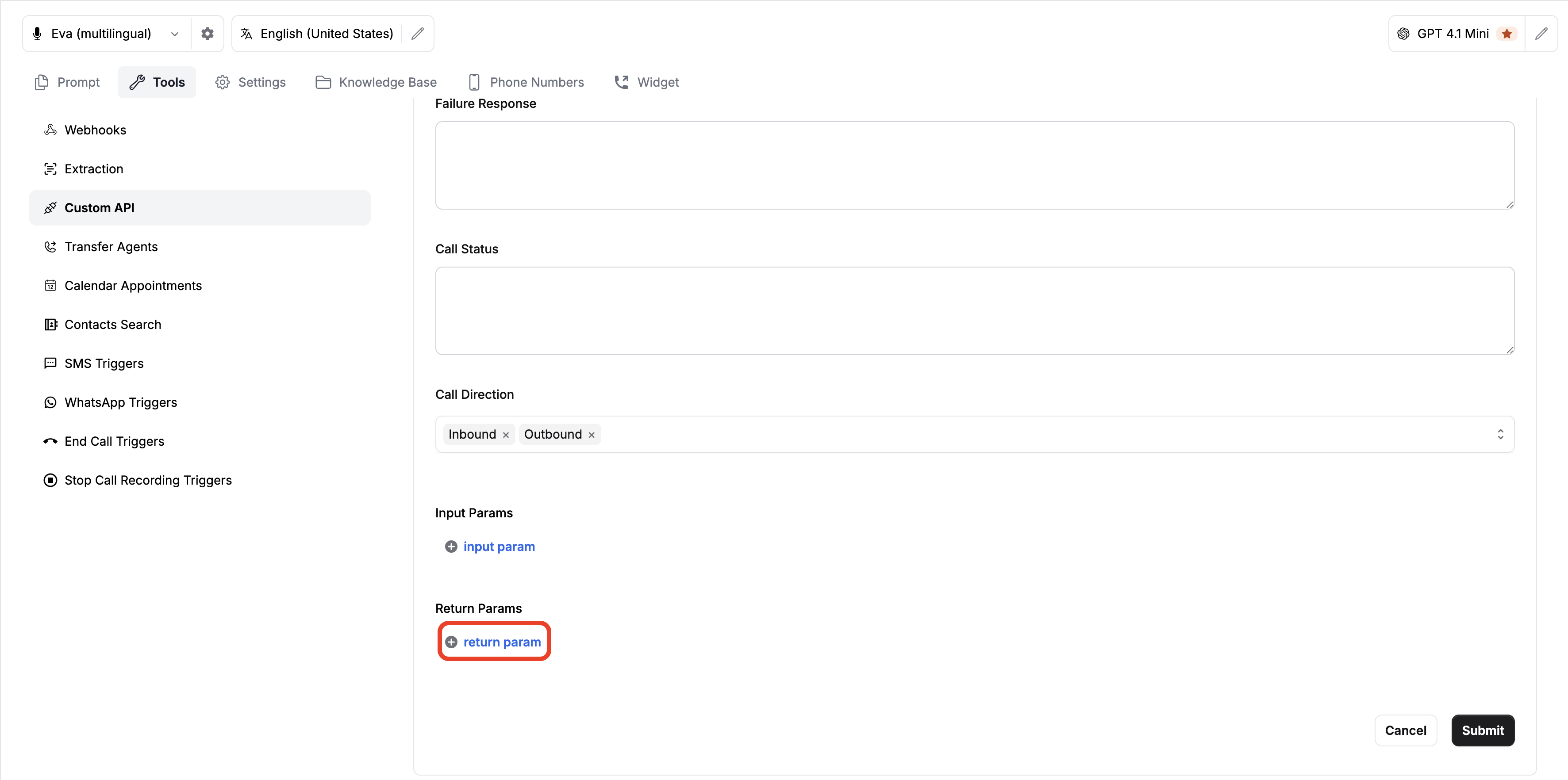 Catalyst Return Params
