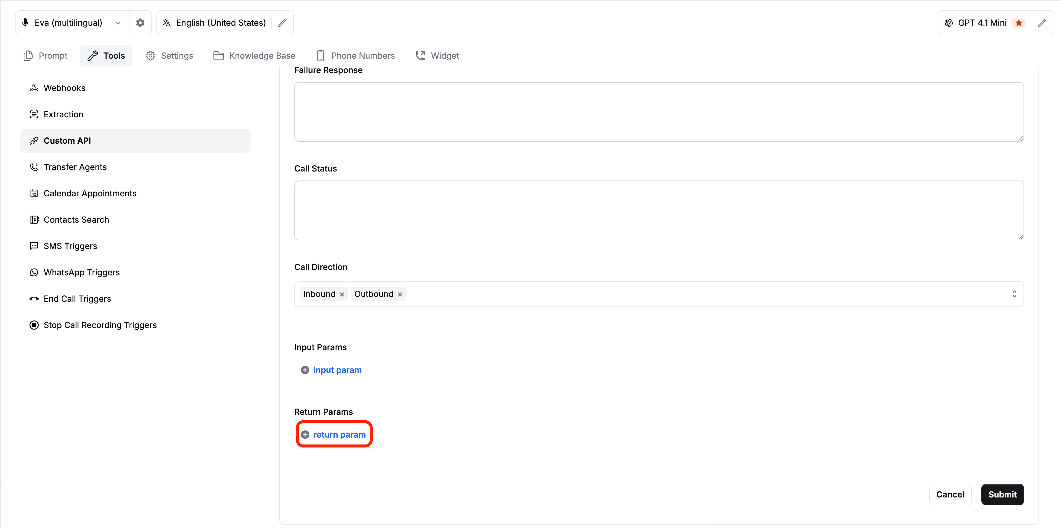 Catalyst Return Params