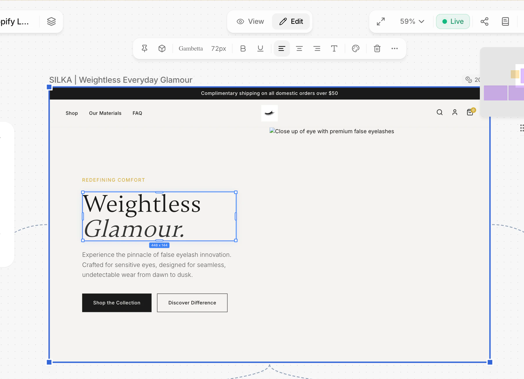 Manual edits on the canvas