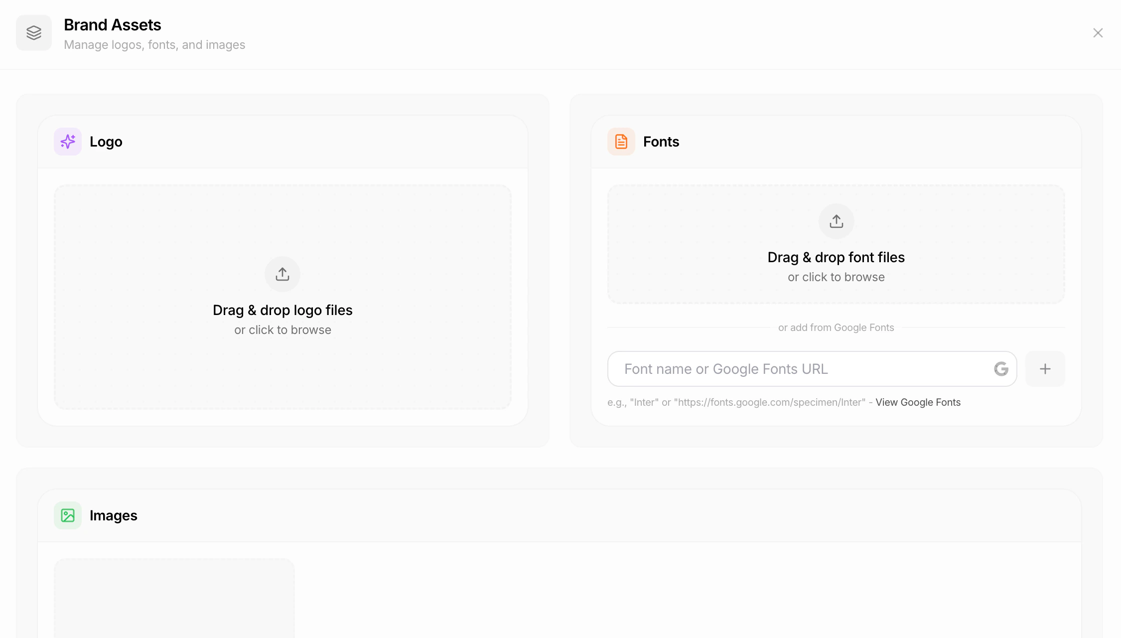 Brand assets configuration options