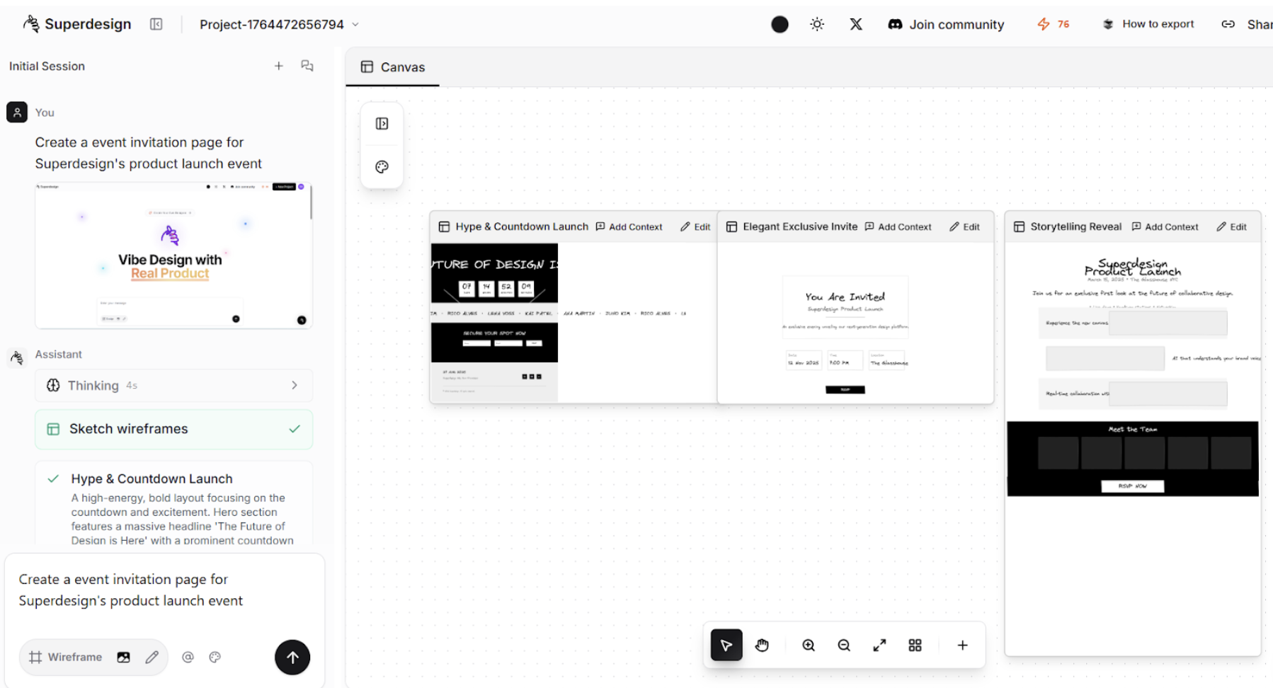 Design mode output example