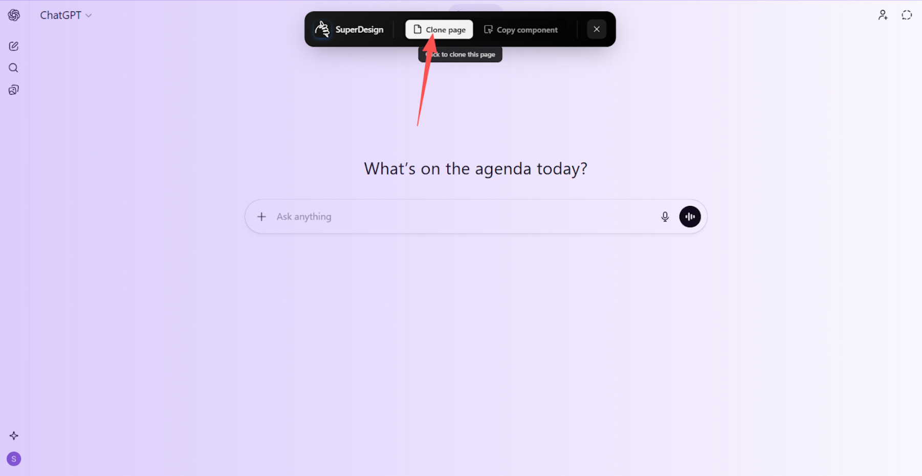 Extension UI with clone page option