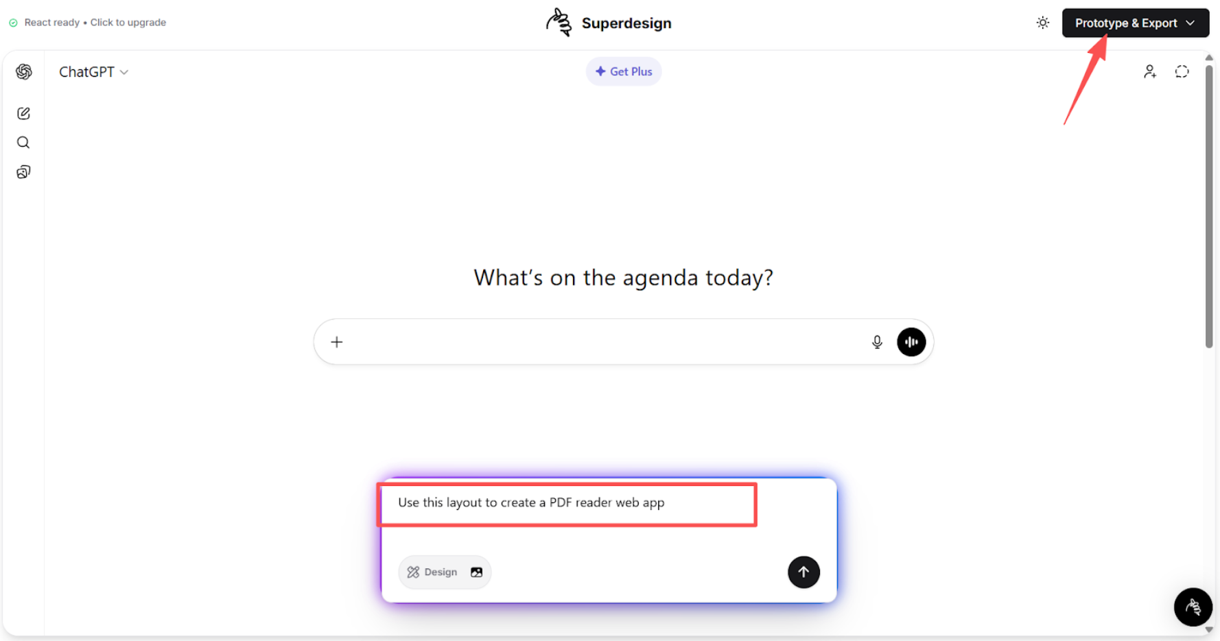 Prototype and export