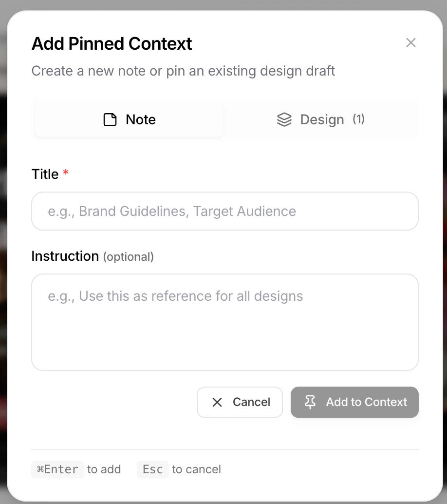 Design note with optional instruction