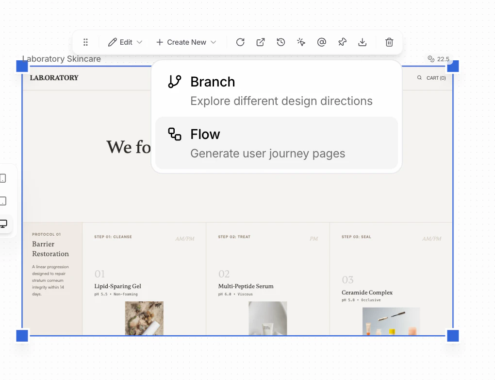 Access Flow from Create New menu