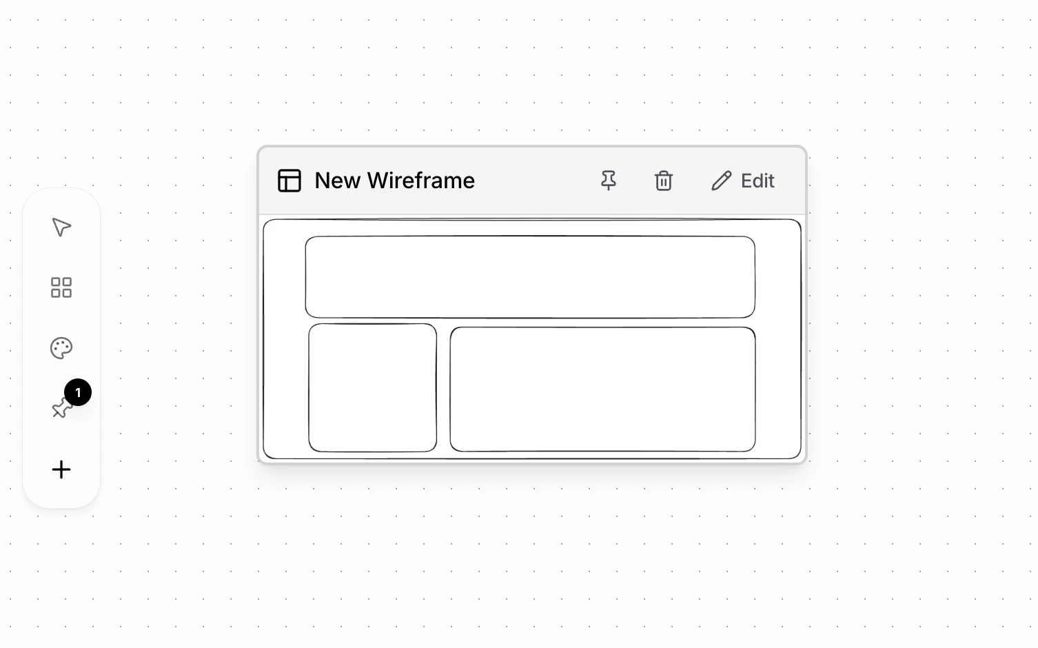 Completed wireframe as a canvas component