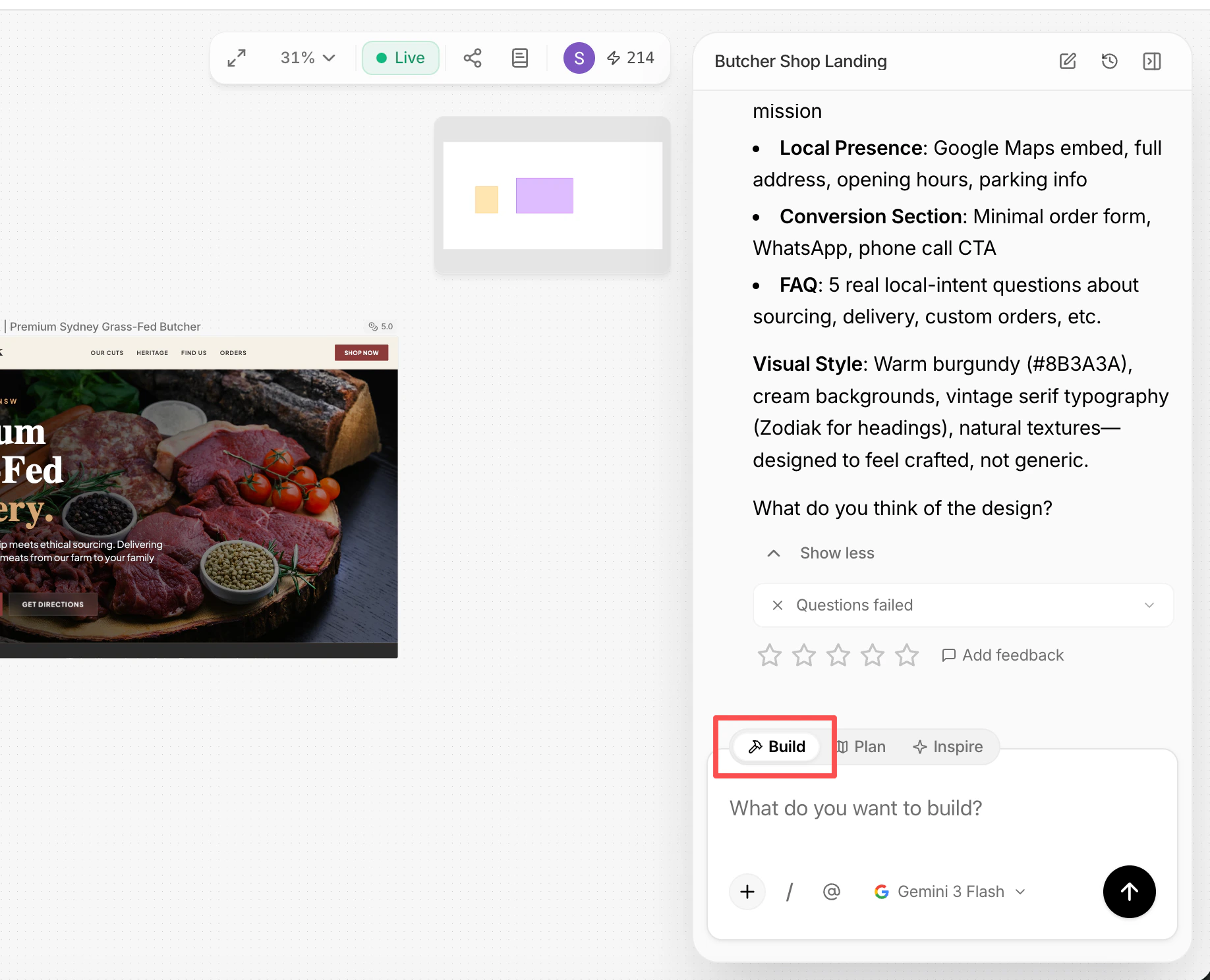 Build mode in Superdesign