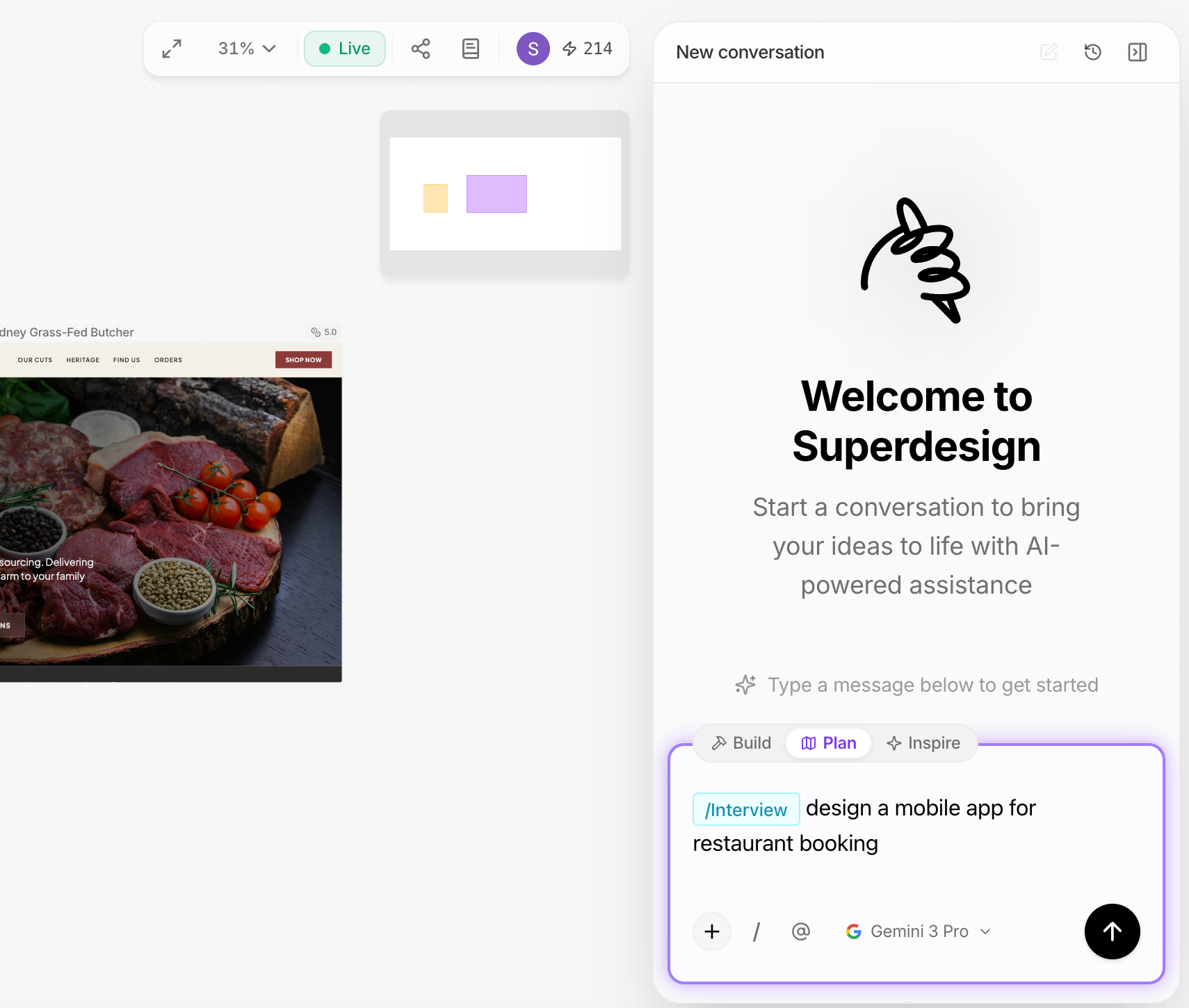 Plan mode in Superdesign