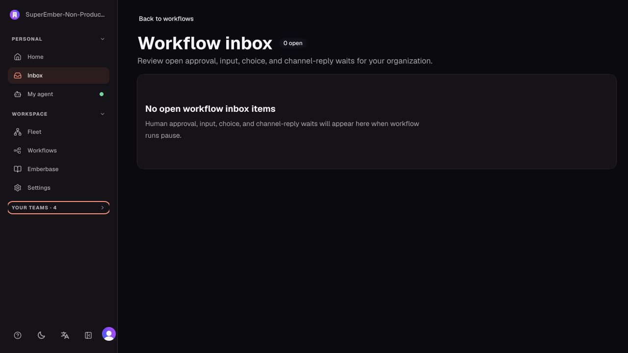 Workflow inbox for durable human waits