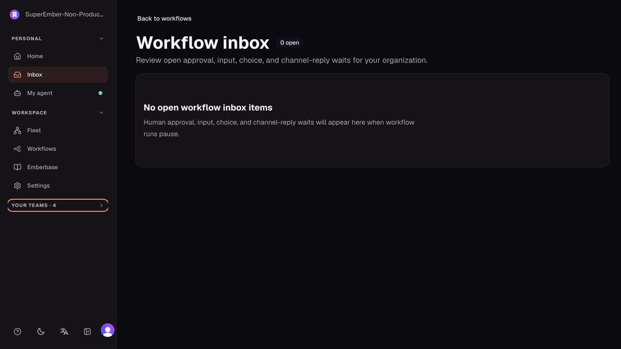 Workflow inbox for approval, input, choice, and channel-reply waits