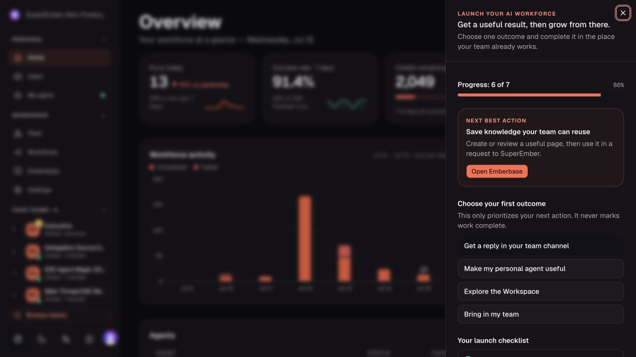 Persistent onboarding checklist