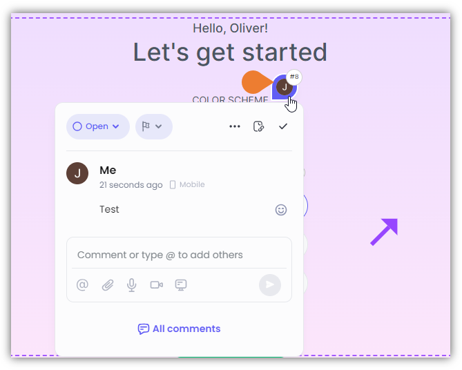 On the screen, find and click the Comment that you want to update