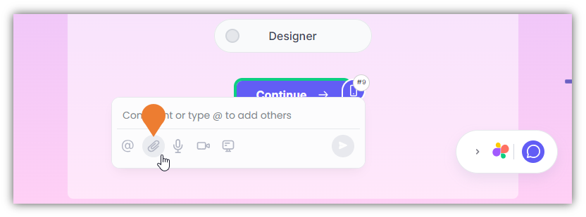 The Comment Box will appear, click the Attach Files icon