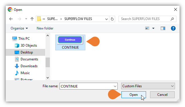 The File Location window will appear