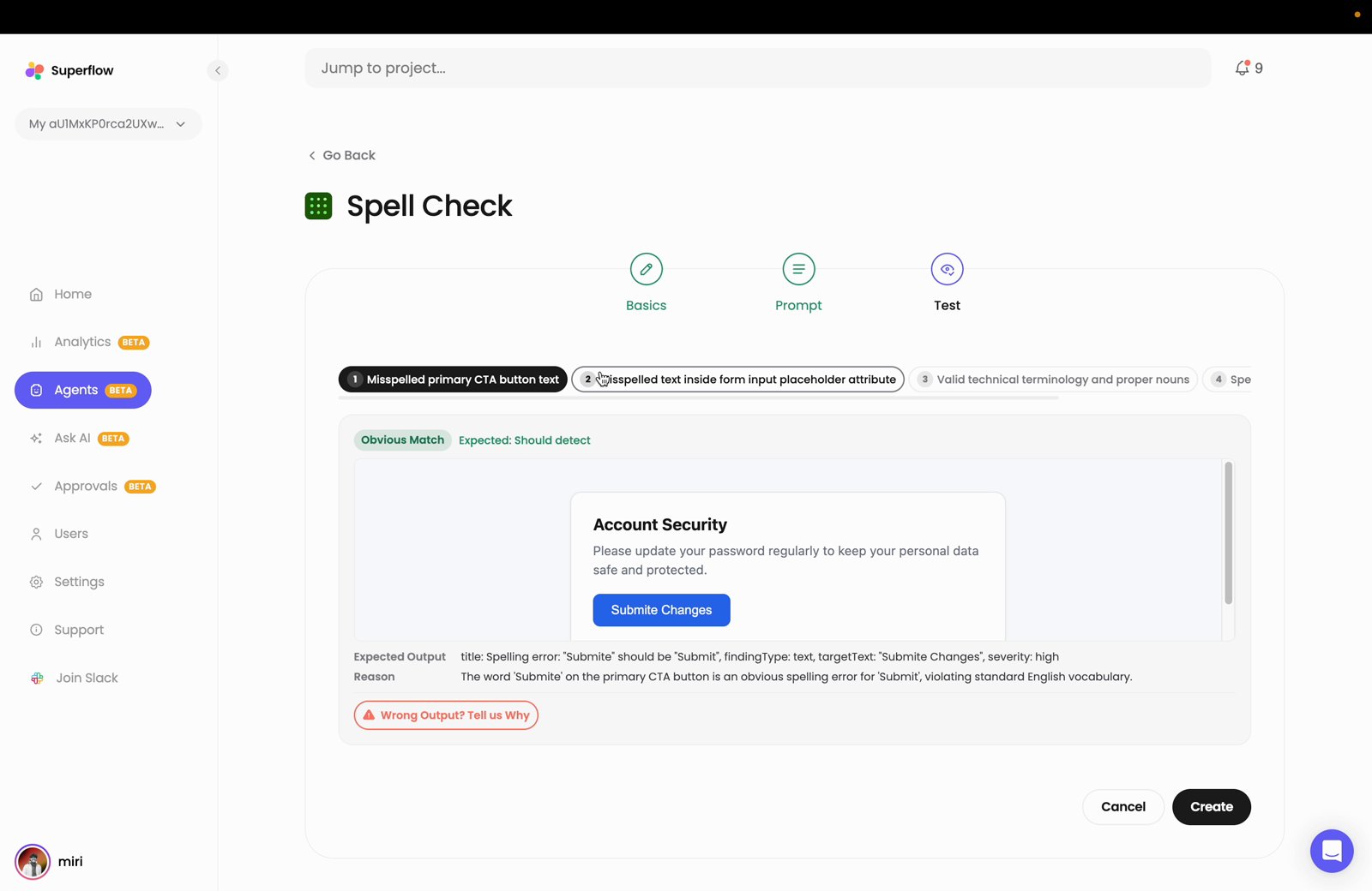 When testing completes, the generated scenarios are listed as numbered tabs