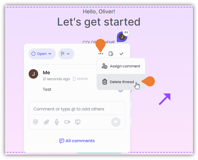 The Comment Box will appear, click the Menu (...) to enable more options