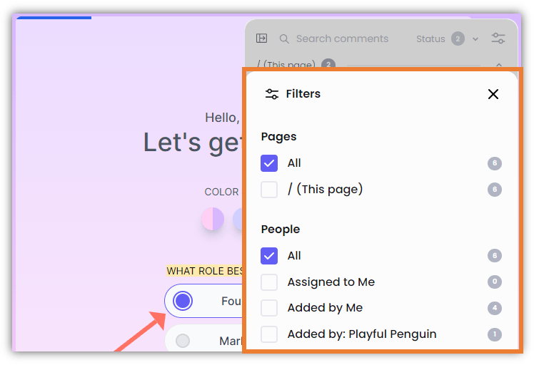 The Filters section will appear…