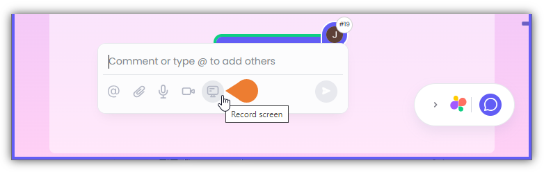 The Comment Box will appear, click the Screen Recorder icon to select it