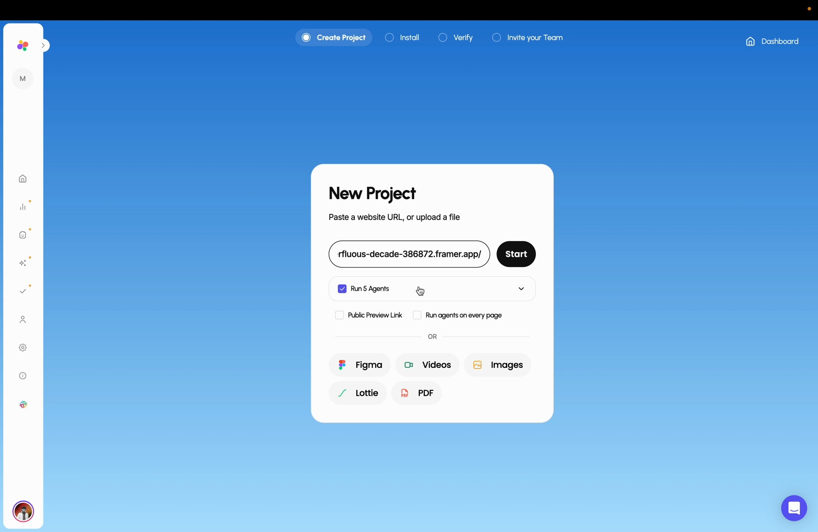 On the Superflow Dashboard, click Create Project…