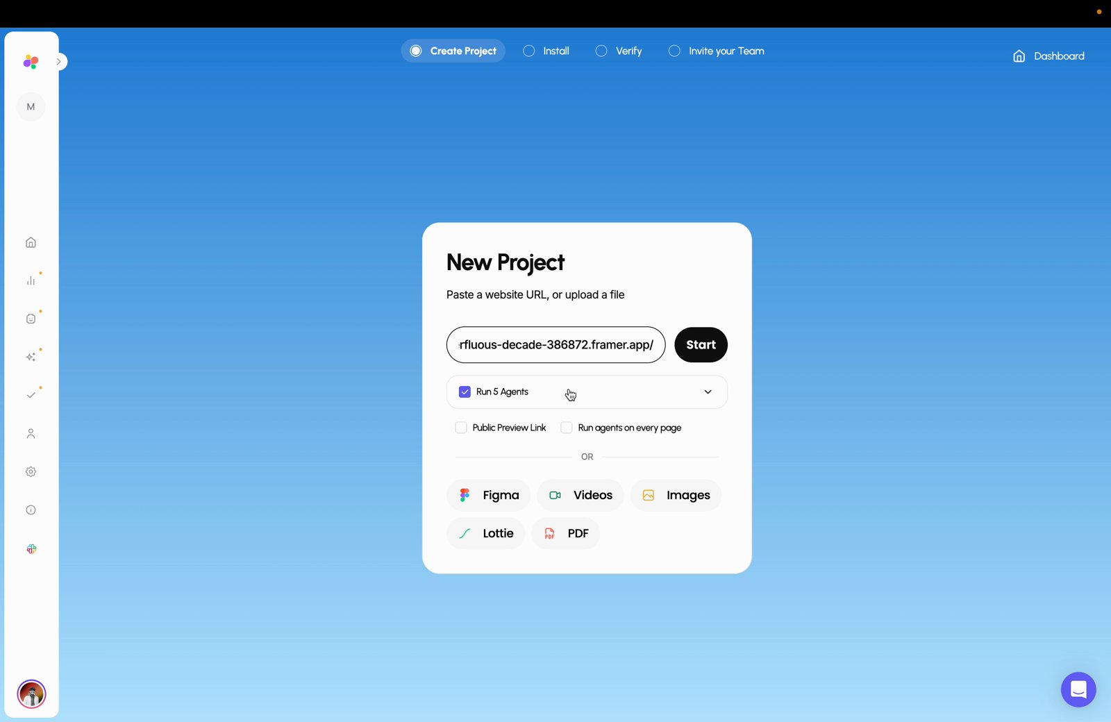 On the Superflow Dashboard, click Create Project…