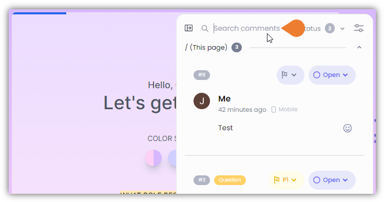 The Comments Sidebar opens