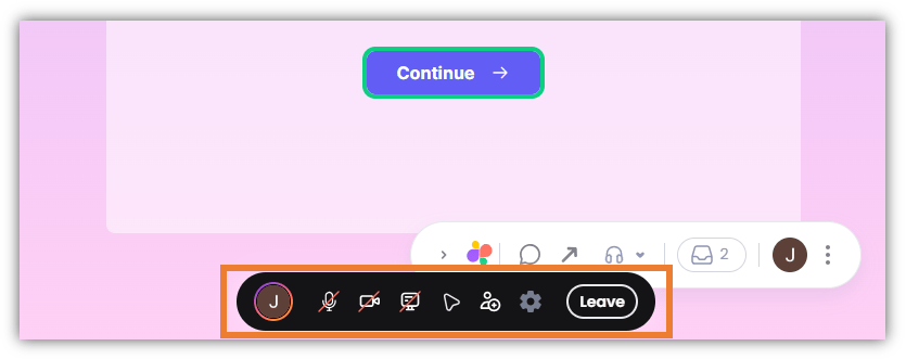 After selecting the huddle type, the Huddle Toolbar will appear